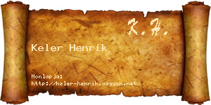 Keler Henrik névjegykártya